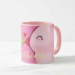 Niedlich rosa Valentinstag Love Birds Tasse