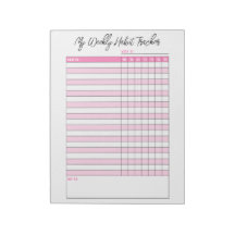 Niedlich rosa Weekly Habit Tracker Notepad