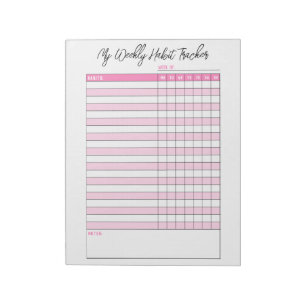 Niedlich rosa Weekly Habit Tracker Notepad Notizblock