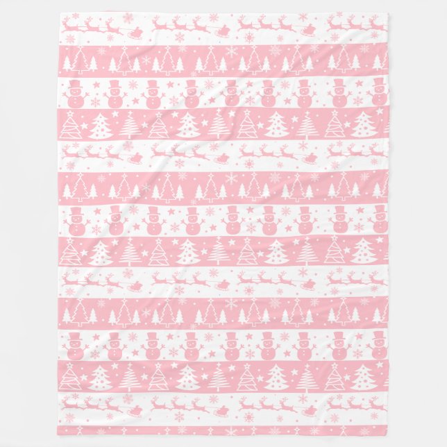 Niedlich rosa Weihnachten Fleecedecke (Vorderseite)