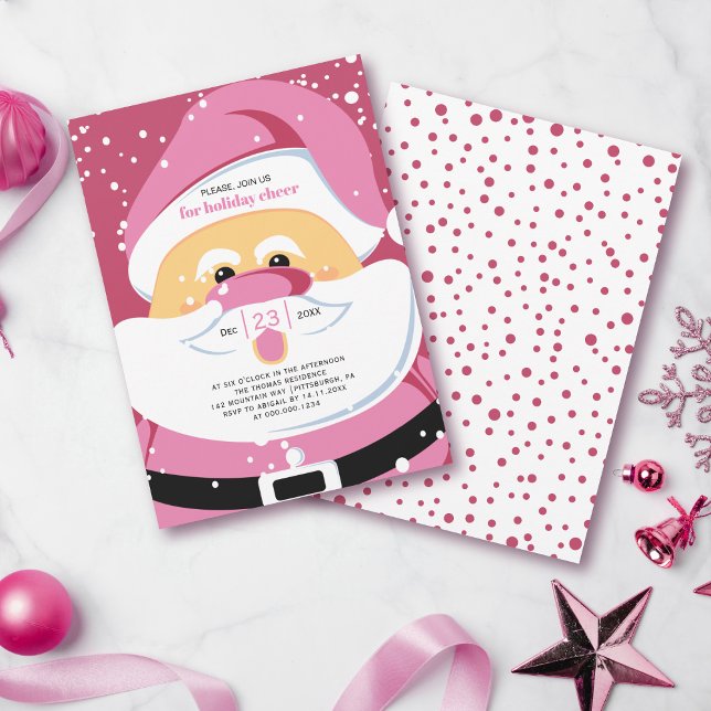 Niedlich rosa Weihnachtsfeier Einladung (Von Creator hochgeladen)
