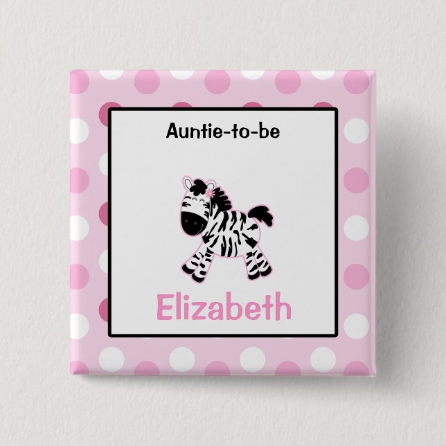 Niedlich-Rosa-Zebra-Schaltfläche Button (Vorderseite)