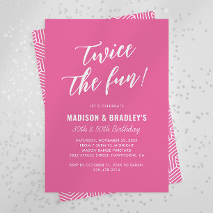 Niedlich rosa Zweimal Spaß Gemeinsame Geburtstagsp Einladung
