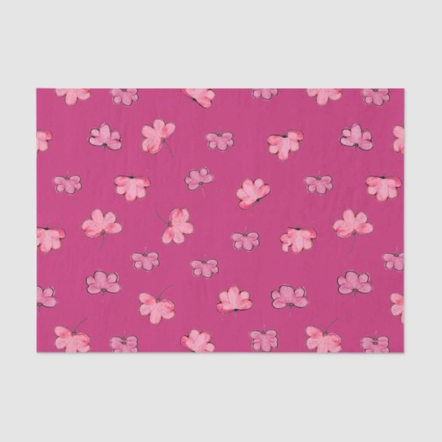 Niedlich rosafarbenes Blumengewebe Seidenpapier (Vorderseite)