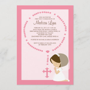 Niedlich Rosary First Communitation Girl Pink Einladung