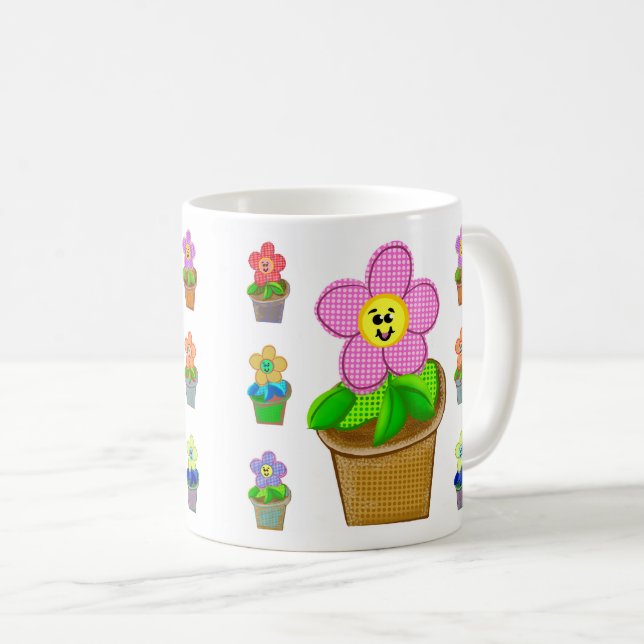 Niedlich Rosy Posy Potted Blume Kaffee Tasse (VorderseiteRechts)