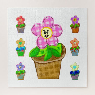 Niedlich Rosy Posy Potted Blume Square Jigsaw Puzz Puzzle