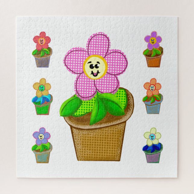 Niedlich Rosy Posy Potted Blume Square Jigsaw Puzz Puzzle (Vertikal)