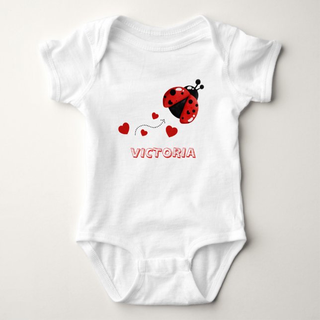 Niedlich-Rot-Schwarz-Ladybug/Ladybird-Bodysuit Baby Strampler (Vorderseite)