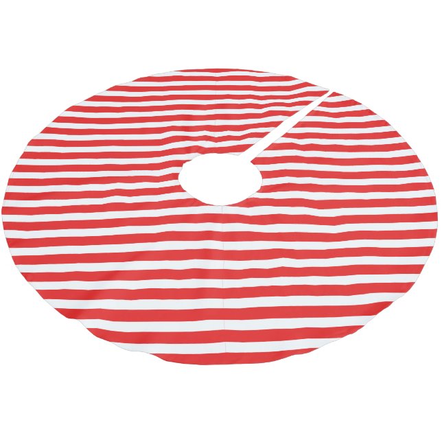 Niedlich rot und weiß gestreift polyester weihnachtsbaumdecke (Schrägansicht)