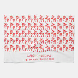 Niedlich, Rote Silhouette, glücklicher Tanz Geschirrtuch