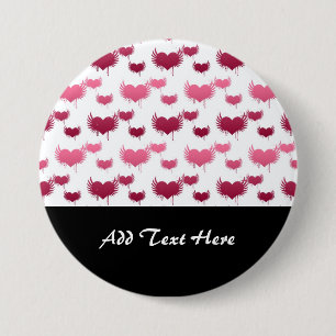 Niedlich Rote und rosa Herzen mit Flügeln Button