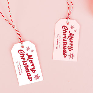 Niedlich Roter Rosa Frohe Weihnachten Geschenkanhänger