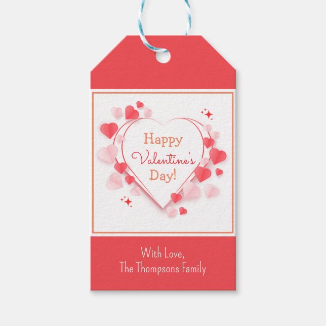 Niedlich Rotes Rosa Herzchen Glücklicher Valentins Geschenkanhänger (Vorderseite)