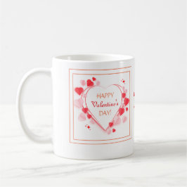 Niedlich Rotes Rosa Herzchen Glückliches Valentins Kaffeetasse