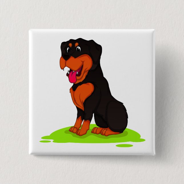 Niedlich Rottie Welpe Dog Lover Cartoon Rottweiler Button (Vorderseite)