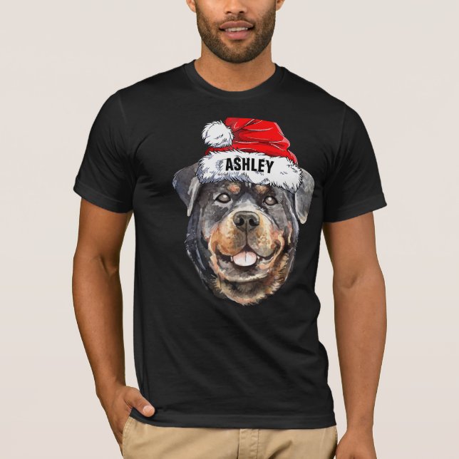 Niedlich Rottweiler Christmas Hat Dog Big T-Shirt (Vorderseite)