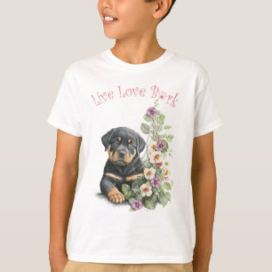 Niedlich Rottweiler Dog Floral T-Shirt