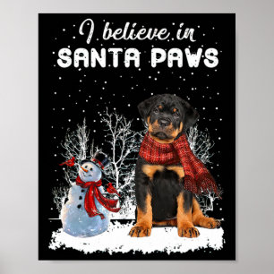 Niedlich Rottweiler Hund Weihnachten Schneemann We Poster