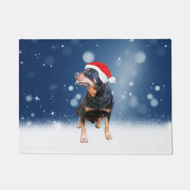 Niedlich Rottweiler Hund Weihnachten Weihnachtsman Fußmatte (Vorderseite)