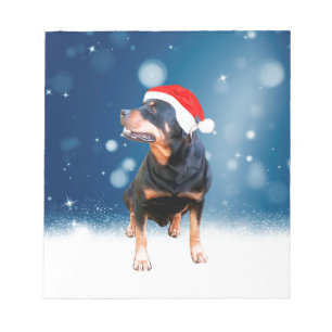 Niedlich Rottweiler Hund Weihnachten Weihnachtsman Notizblock