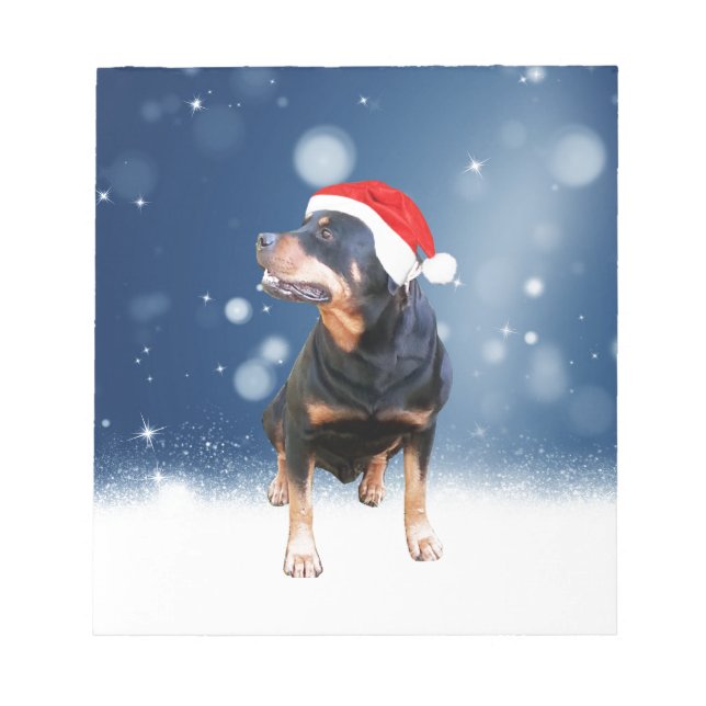 Niedlich Rottweiler Hund Weihnachten Weihnachtsman Notizblock (Vorderseite)