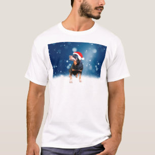 Niedlich Rottweiler Hund Weihnachten Weihnachtsman T-Shirt