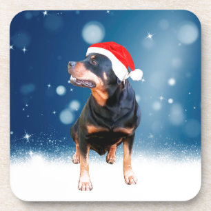 Niedlich Rottweiler Hund Weihnachten Weihnachtsman Untersetzer