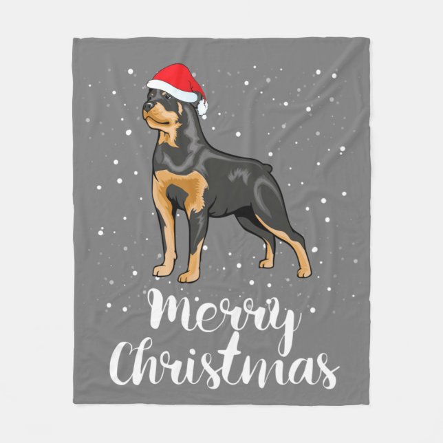 Niedlich Rottweiler Weihnachtsmannmütze Frohe Weih Fleecedecke (Vorderseite)