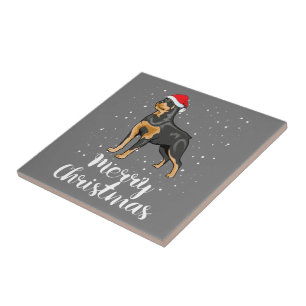 Niedlich Rottweiler Weihnachtsmannmütze Frohe Weih Fliese