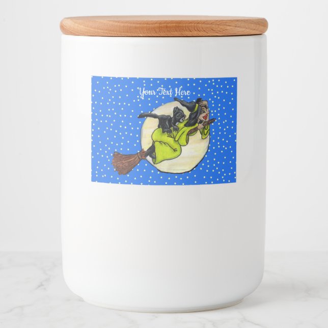 Niedlich Rotzunge Grünes Kleid auf Broom Cat Moon  Lebensmitteletikett (Vorderseite)