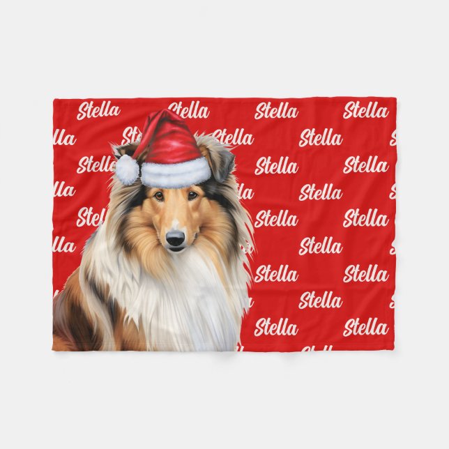 Niedlich Rough Collie Dog Name Gemustert Red Chris Fleecedecke (Vorderseite (Horizontal))