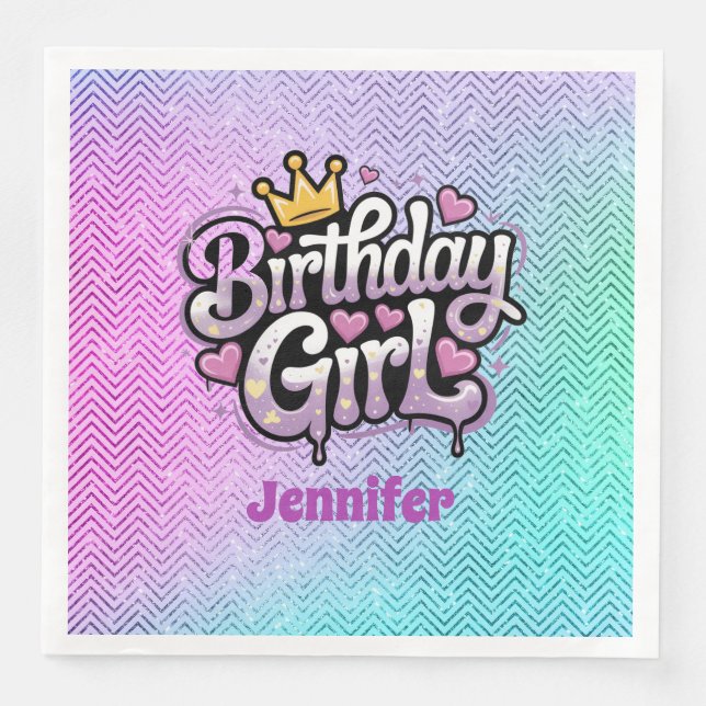 Niedlich Royal Birthday Girl Party Paper Napkin Serviette (Vorderseite)