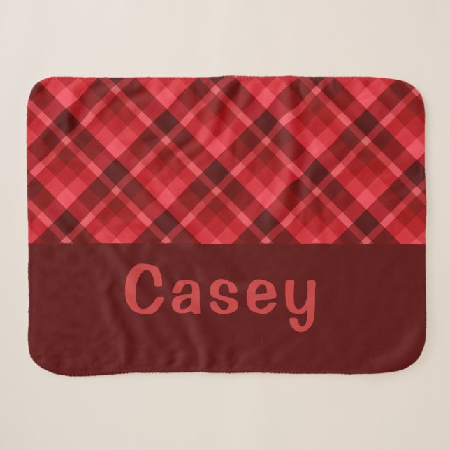 Niedlich Ruby Red Kariert Monogram Small Sherpa Bl Sherpadecke (Vorderseite (Horizontal))