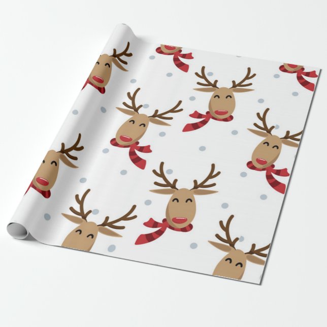 Niedlich Rudolph Christmas Pattern Geschenkpapier (Ungerollt)