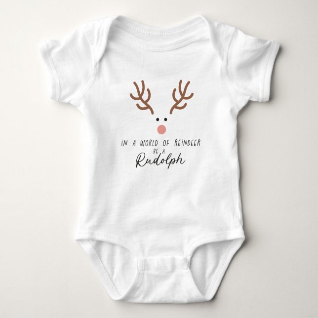 Niedlich Rudolph Red Nosed Reindeer Baby Strampler (Vorderseite)