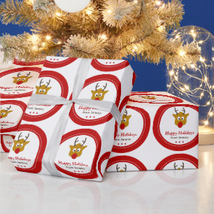 Niedlich Rudolph the Reindeer Red mit Namen Christ Geschenkpapier