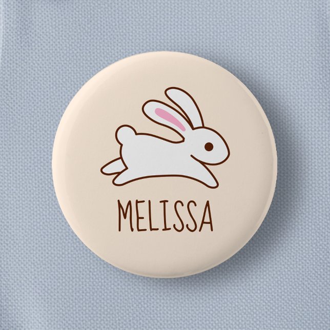 Niedlich Running Bunny Rabbit Individuelle Name Be Button (Von Creator hochgeladen)