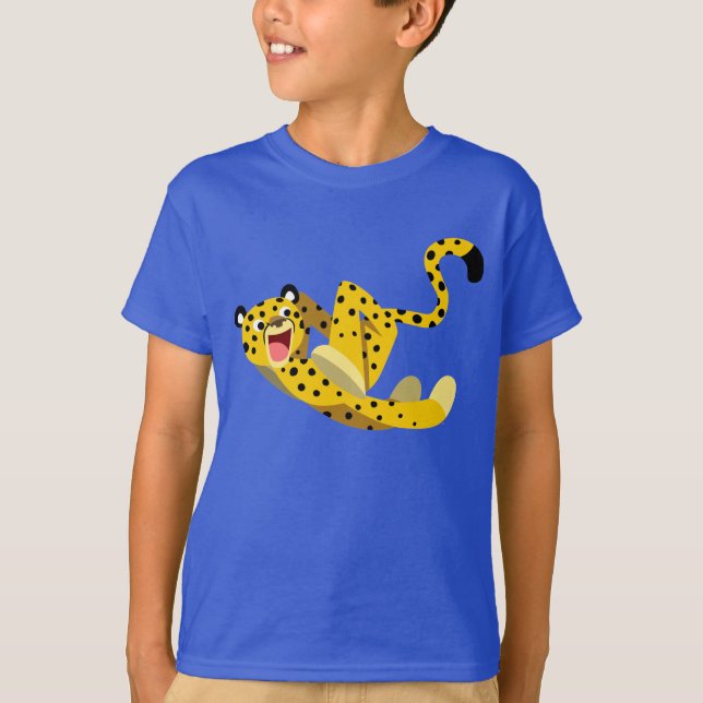 Niedlich Running Cartoon Cheetah Children T - Shir T-Shirt (Vorderseite)