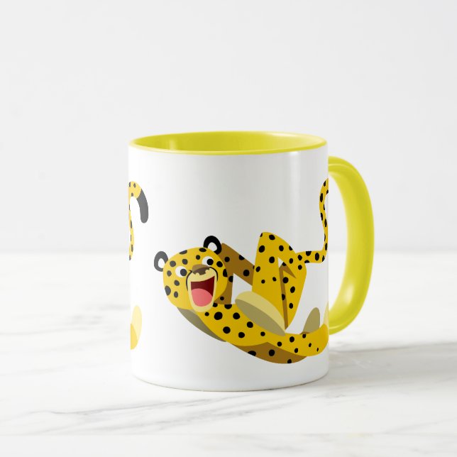 Niedlich Running Cartoon Cheetah Tasse (VorderseiteRechts)