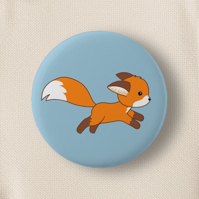 Niedlich Running Fox auf blau Button (Von Creator hochgeladen)