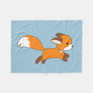 Niedlich Running Fox auf blau Fleecedecke
