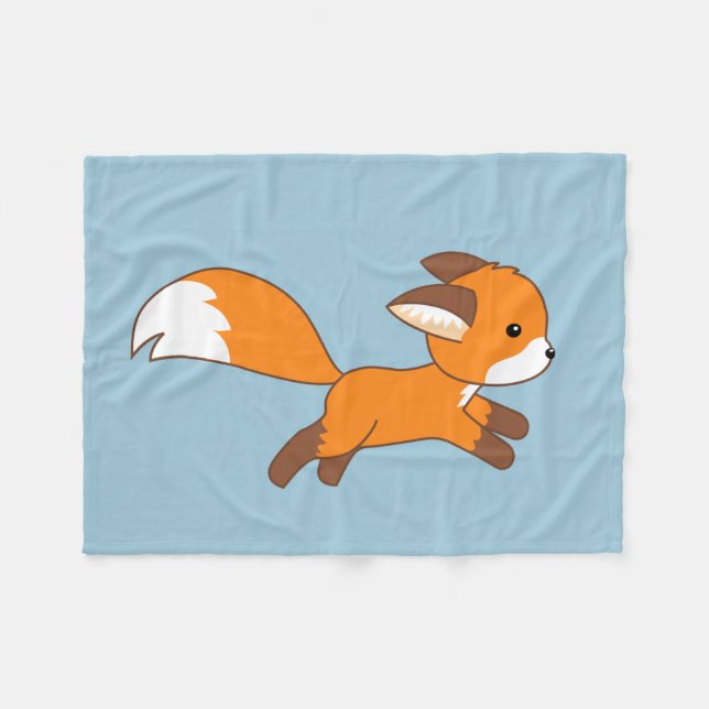 Niedlich Running Fox auf blau Fleecedecke (Vorderseite (Horizontal))