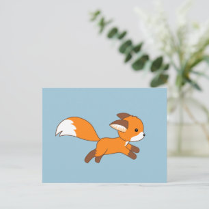 Niedlich Running Fox auf blau Postkarte