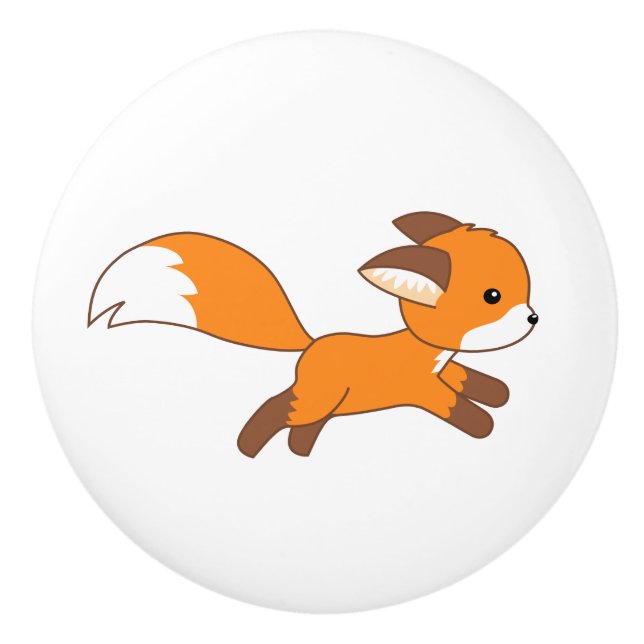 Niedlich Running Fox Keramikknauf (Vorderseite)