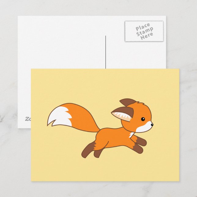 Niedlich Running Fox Postkarte (Vorne/Hinten)