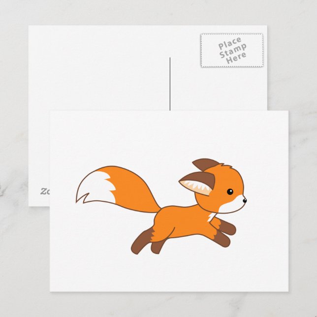 Niedlich Running Fox Postkarte (Vorne/Hinten)