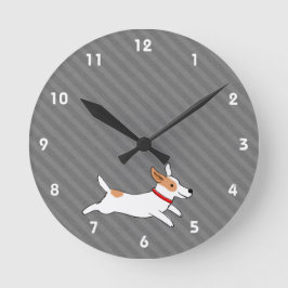 Niedlich Running Jack Russell Terrier Cartoon Dog Runde Wanduhr