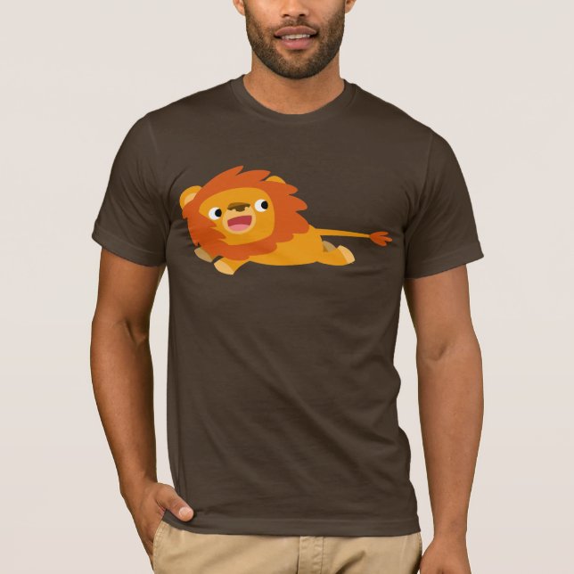 Niedlich Rushing Cartoon Lion T - Shirt (Vorderseite)