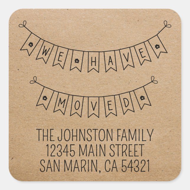 Niedlich rustikal haben wir das Herz neue Zuhause Quadratischer Aufkleber (Vorderseite)